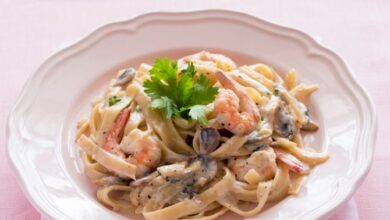 Fettucine Carbonara Udang Dan Cendawan