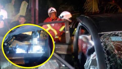 Lelaki tersepit 20 minit, kereta sangkut paip air utama