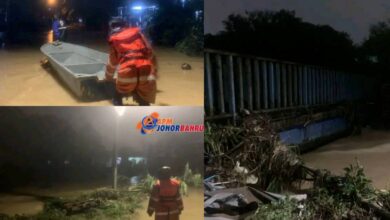 Beberapa lokasi di Johor Bahru dilanda banjir kilat awal pagi tadi