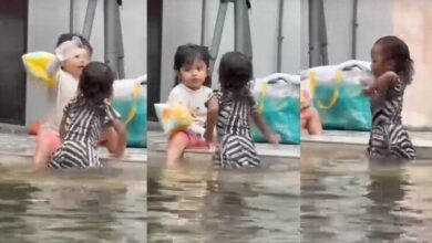 Anak Perempuan Syatilla Melvin, Disimbah Air Ketika Menari Raih Perhatian! [VIDEO]
