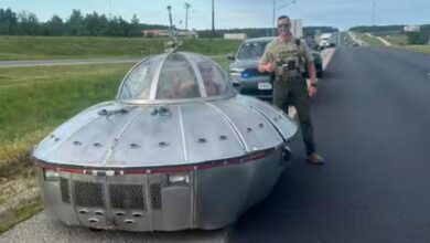 Polis temui UFO atas jalan raya