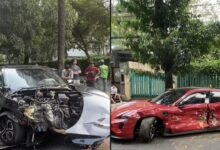 Porsche Taycan remuk langgar Honda HR-V