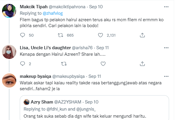 NETIZEN MULA MUAK TENGOK FILEM ASYIK MUKA HAIRUL AZREEN