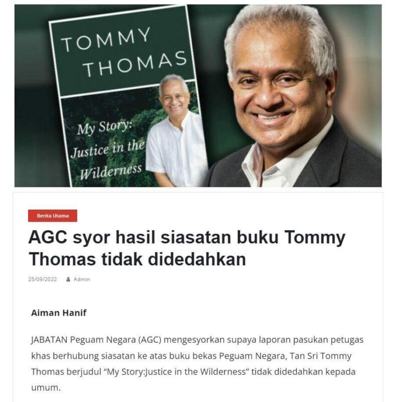 Peguam Negara patut dedah hasil siasatan Tommy