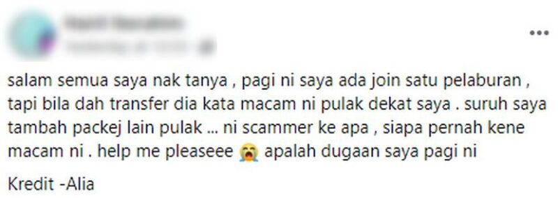 Labur sedikit, dipaksa tukar pakej mahal