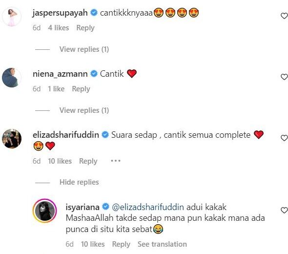 Isyariana Dipuji Rakan Artis Dan Warganet