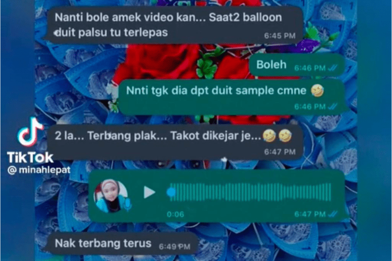 Anak kirim hadiah, mak ayah kelu perancang kejutan terbangkan belon dengan wang