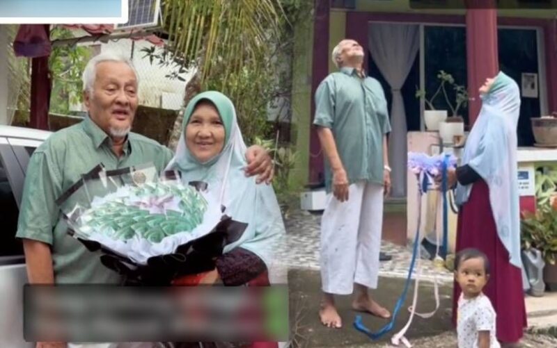 Anak kirim hadiah, mak ayah kelu perancang kejutan terbangkan belon dengan wang