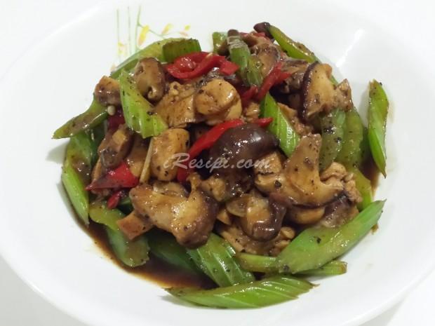 Resepi Ayam Masak Blackpepper Cendawan