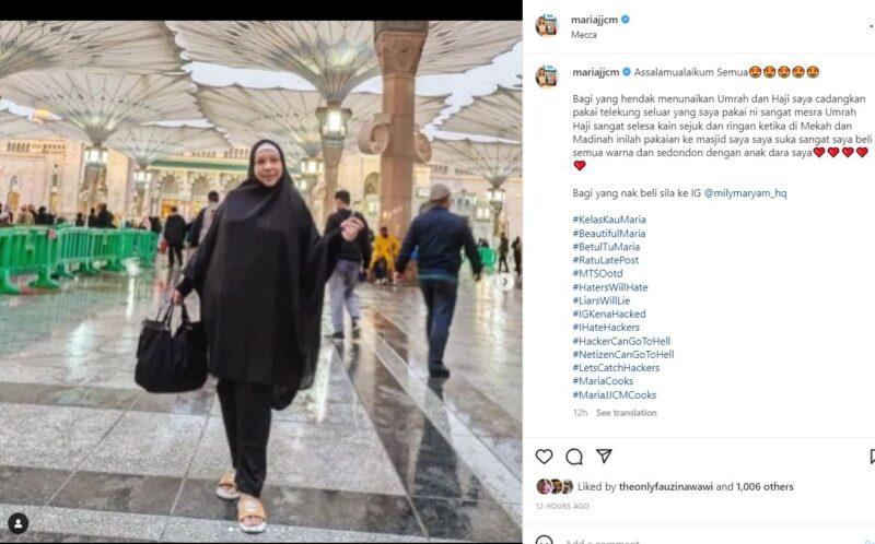 Maria Balas Teguran Netizen Isu Pemakaian Stokin Ketika Umrah