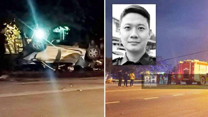 Pegawai polis maut nahas kereta terbabas, rempuh tiang lampu