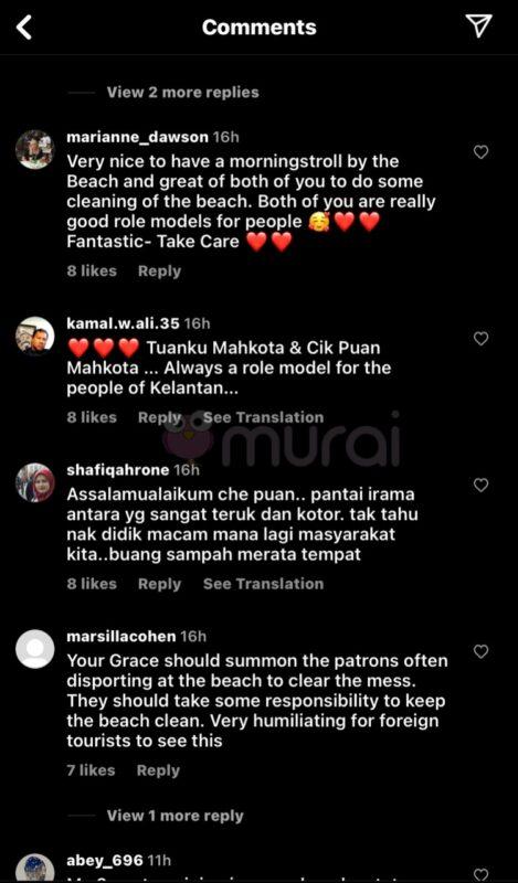 Ramai Puji Cik Puan Sofie Louise & Tengku Mahkota Kelantan Kutip Sampah Di Pantai