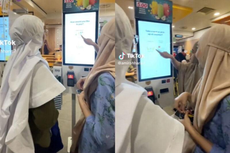 Selamba pakai telekung masuk Mcdonalds