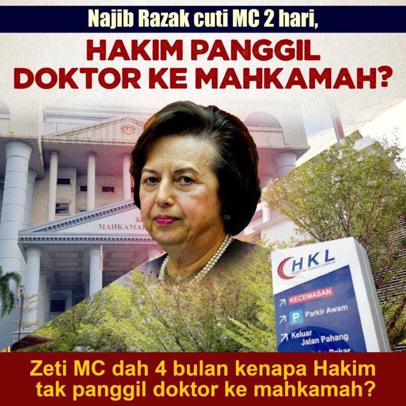 Najib cuti 2 hari, Hakim panggil Doktor ke Mahkamah?