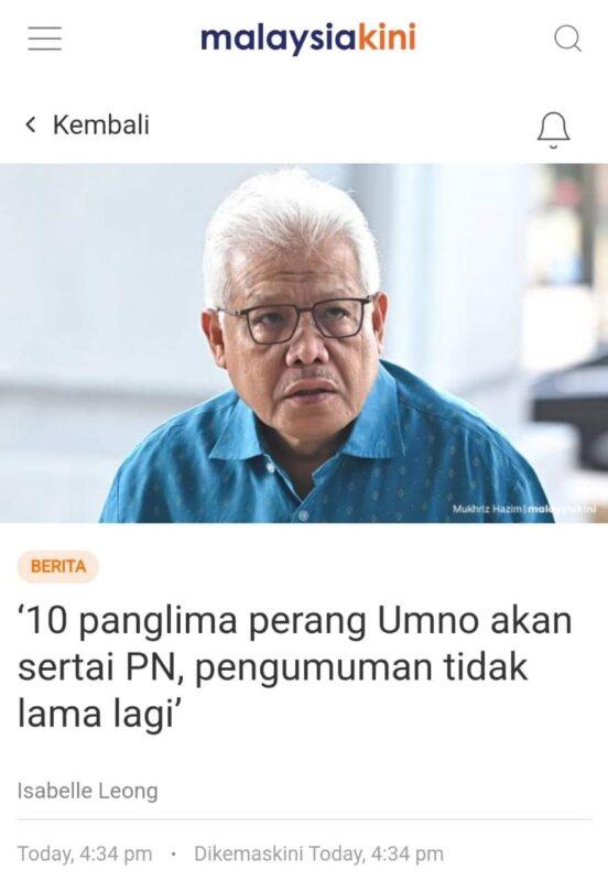 10 'Panglima' Umno tidak jadi sertai PN?
