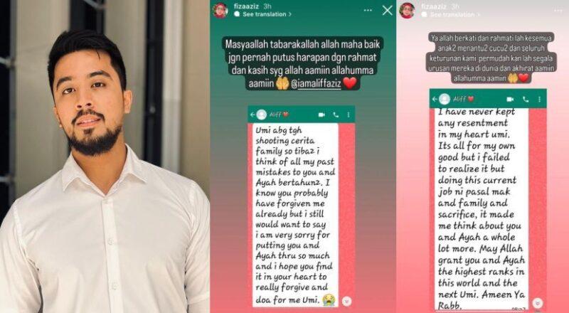 Aliff Aziz ‘WhatsApp’ ibu minta maaf.