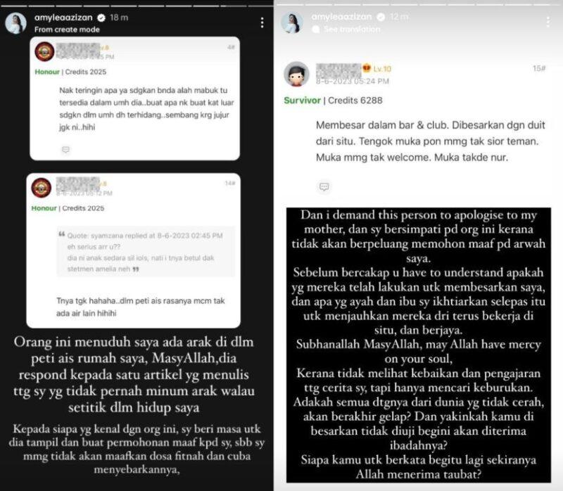 Amylea tuntut permohonan maaf dari netizen.