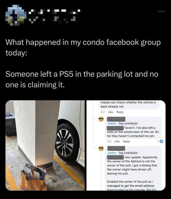 Misteri PS5 terbiar di parkir, jiran yang over risau!