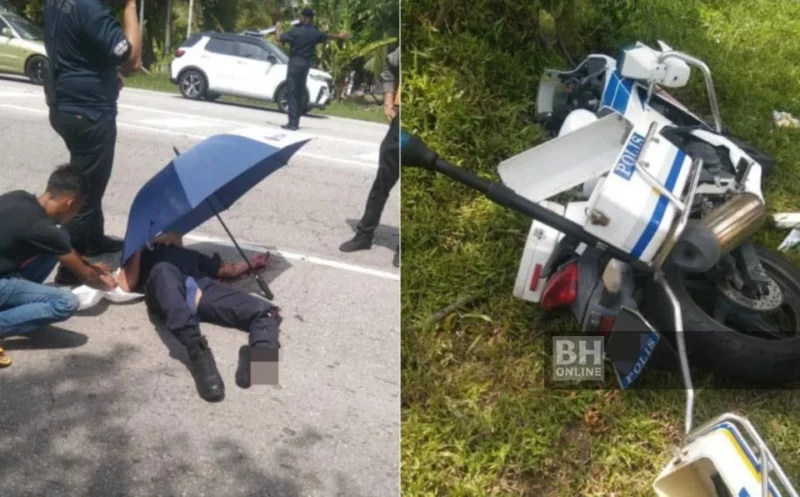 Anggota polis cedera motosikal rempuh kereta