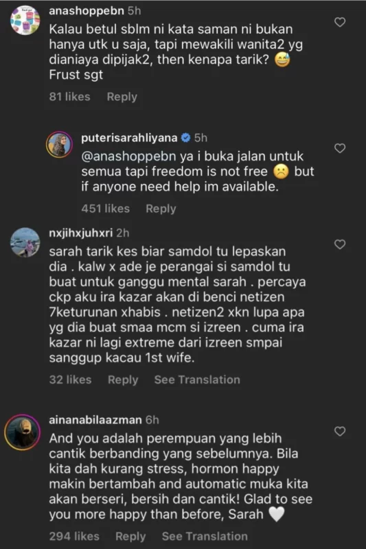 Puteri Sarah Tampil Jawab Luahan Netizen Yang Kecewa Kes Saman Ira Kazar Ditarik Balik