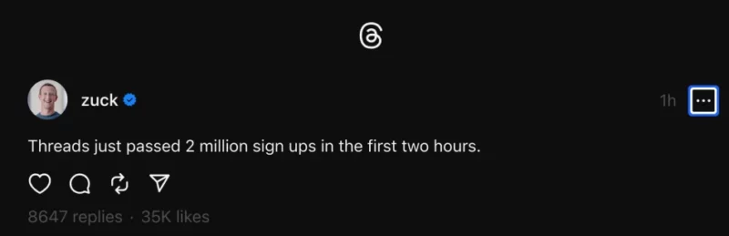 Baru 2 Jam Dilancarkan, Threads Sudah Ada Lebih 2 Juta Pengguna