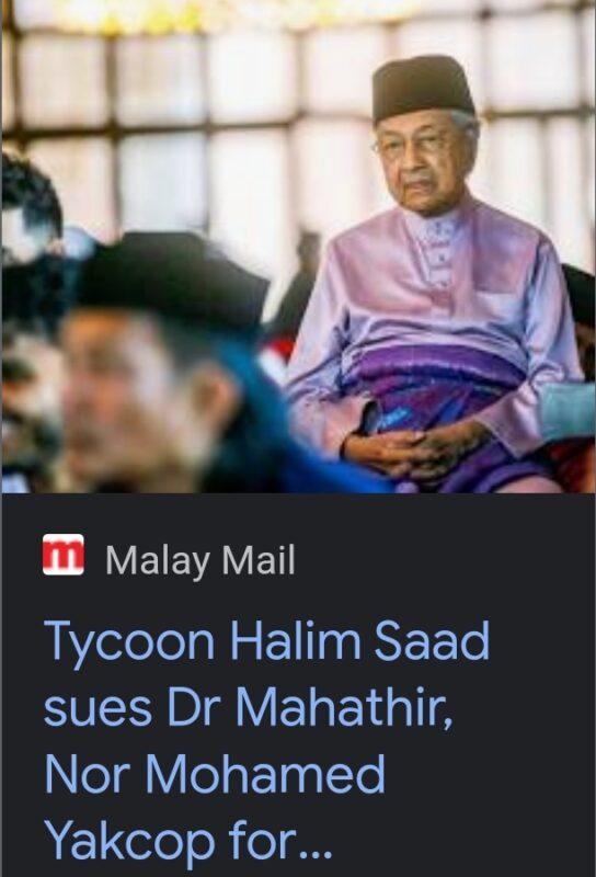 Saman dari Halim Saad adalah mimpi ngeri buat Mahathir