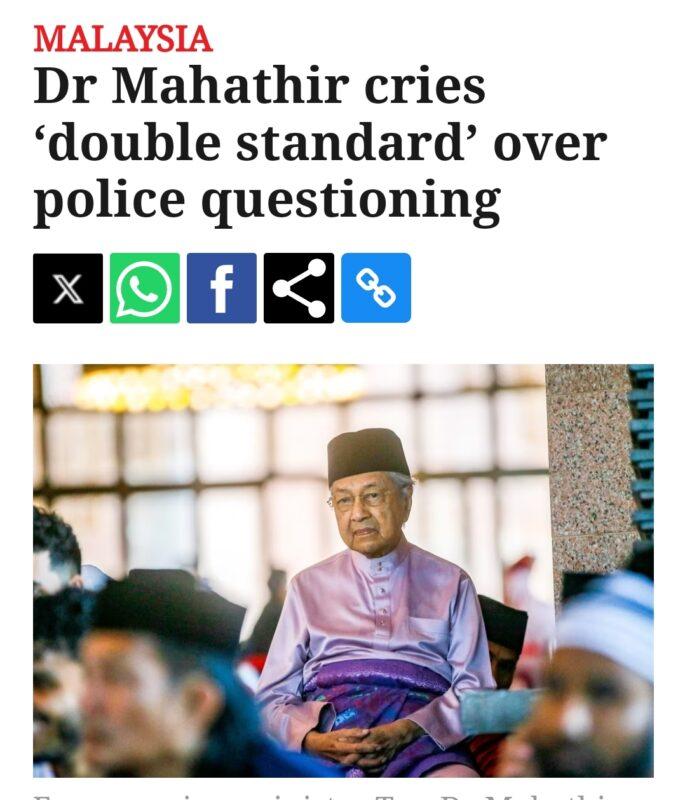 Mahathir paling tidak layak sebut kerajaan  "dwi standard"