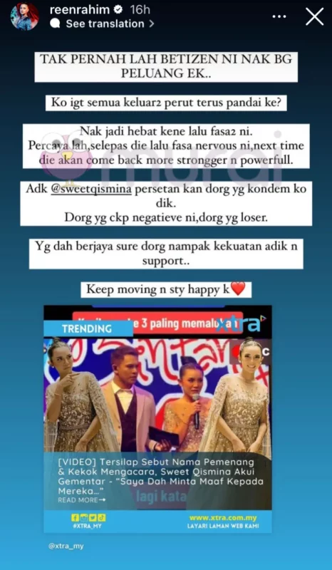 Sweet Qismina Dikecam Netizen Isu Salah Umum Nama Pemenang