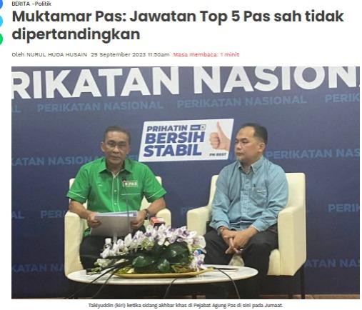 PAS takut pertandingkan jawatan "Top 5"