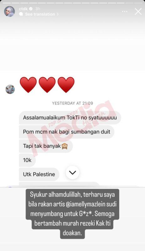 Siti Terharu, Elly Mazlein Salur RM10,000 Untuk Palestin*