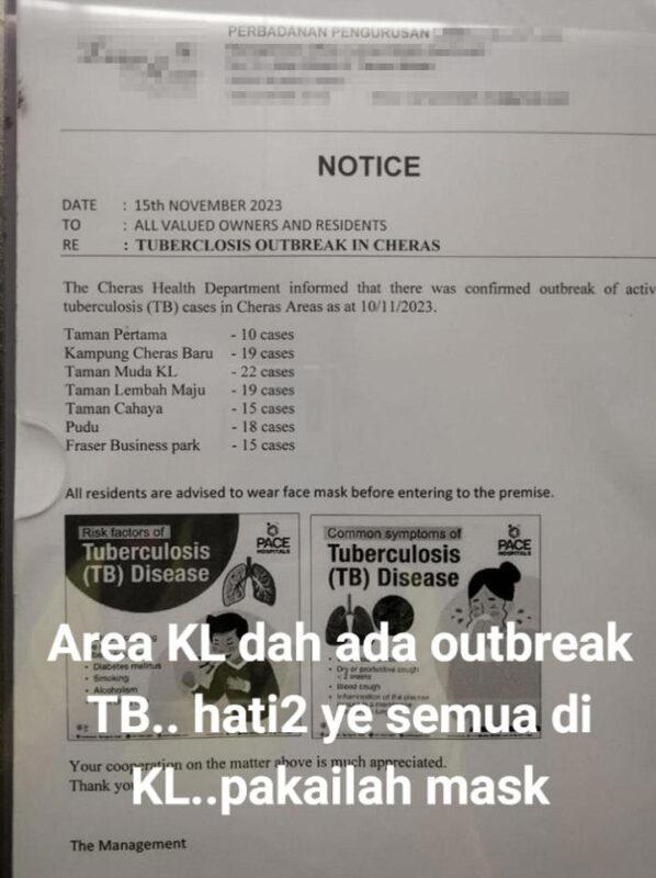 “It’s Under Control” Health Minister Denies TB Outbreak In Klang Valley