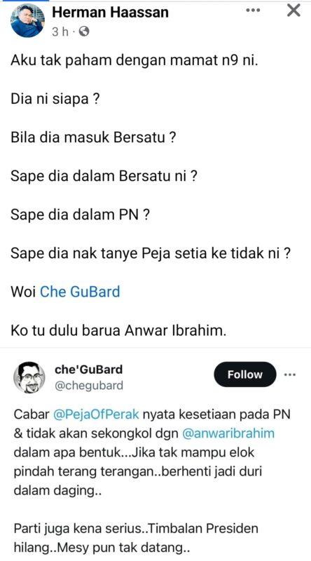 'Perang saudara' BERSATU, Cytro Peja 'Takut' Che'gu Bard