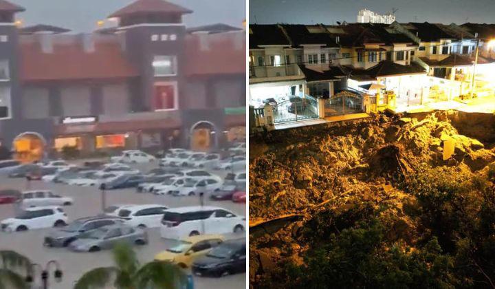 Flood Affected 71 Stores, 65 Vehicles At Puchong, Caused Landslide In Housing Area