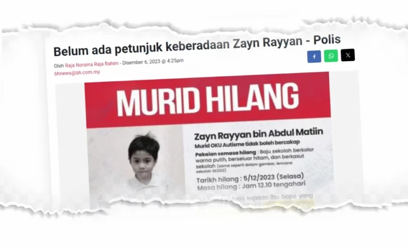 Budak hilang: Zayn Rayyan dilihat masuk hutan?