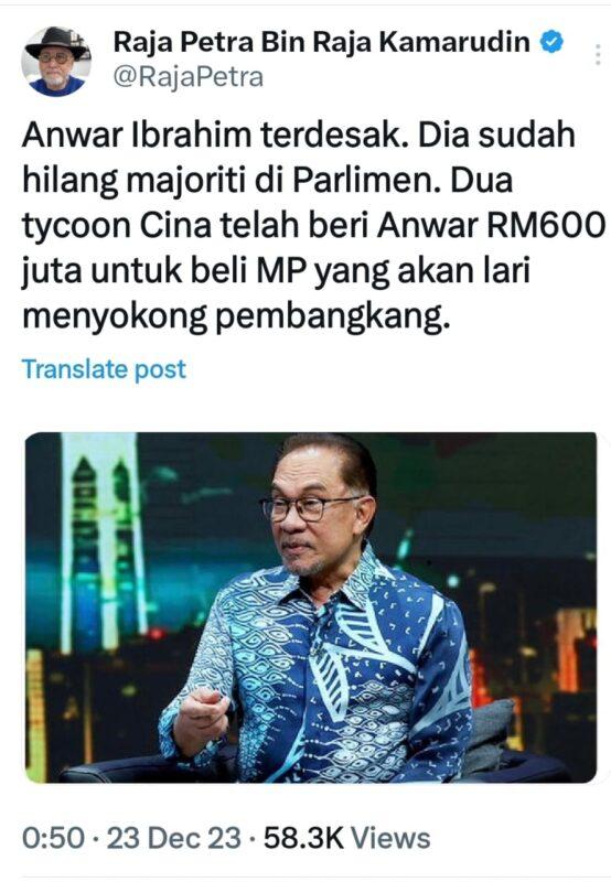 Raja Petra wajar dedah nama taikun beri wang kepada Anwar