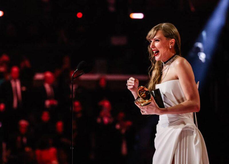 Taylor Swift wins Album of the Year Grammy, breaking record