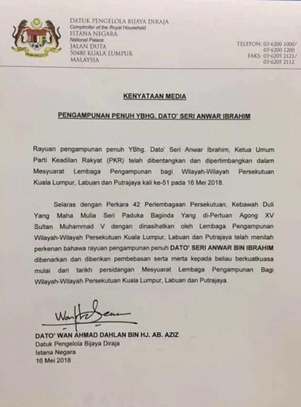 Mantan Ketua Hakim Negara Bangkitkan Beberapa Persoalan Mengenai Surat Pengampunan DS Najib (1)