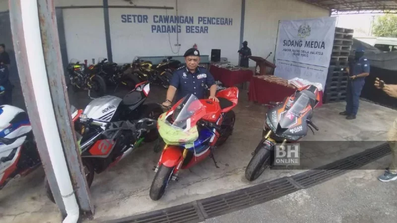 Kastam Perlis sita 9 motosikal kuasa tinggi yang diseludup masuk dari Thailand