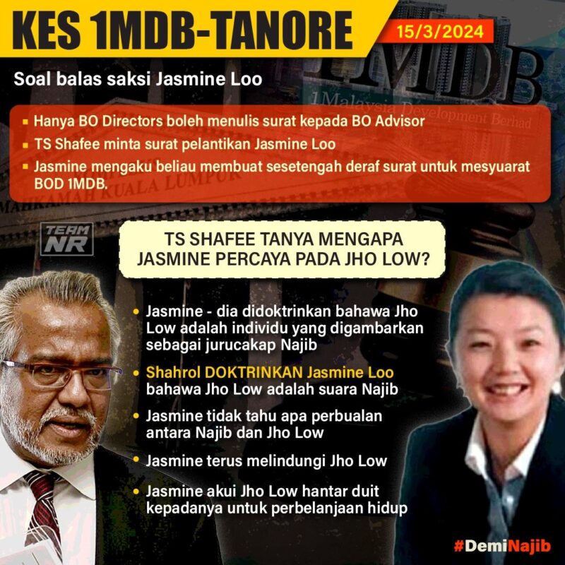 Jasmine Loo didoktrin untuk percaya Jho Low wakil Najib Razak