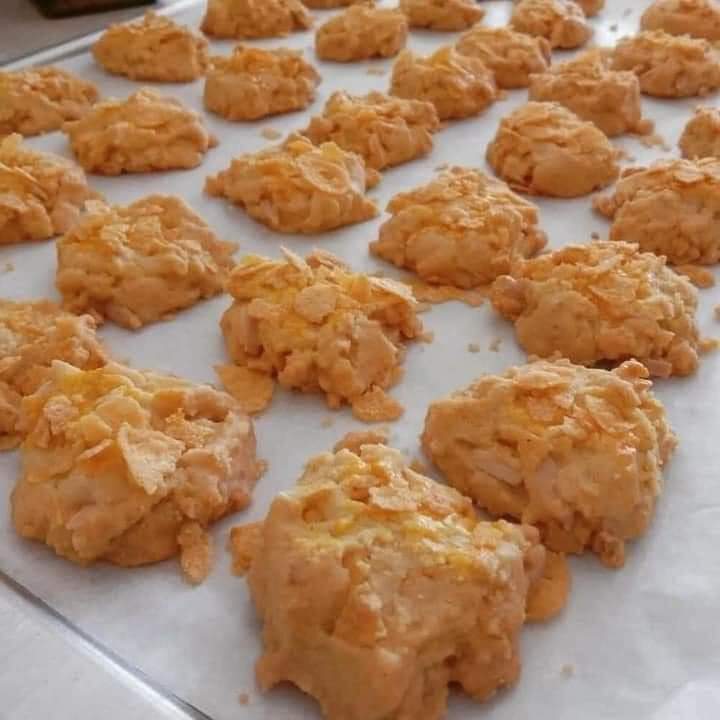 Resepi cornflakes almond crunchy cookies