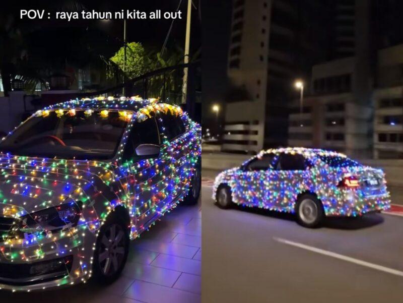 Teruja nak beraya sampai pasang lampu ‘lip lap’ dekat kereta