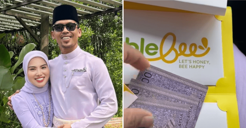 Watie teruja menerima duit raya pertama daripada suami