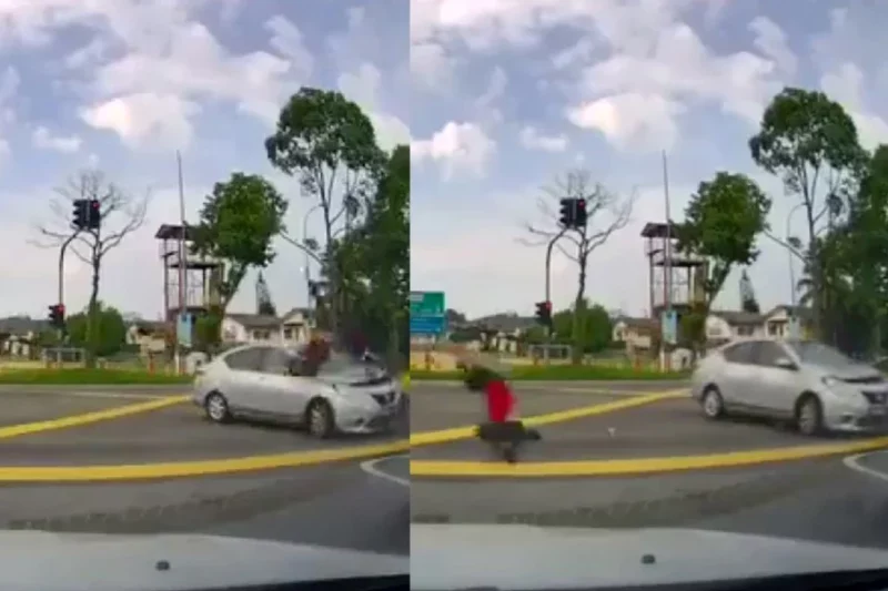Car runs red light, sends motorcyclist flying [VIDEO]