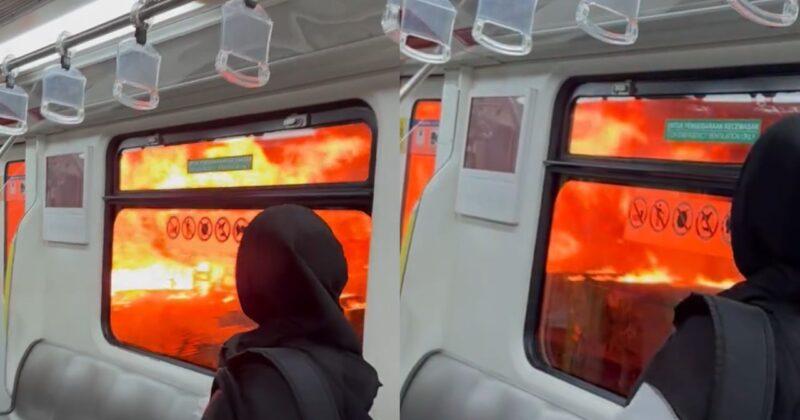 Penumpang panik gerabak LRT jadi panas lalu sebelah bangunan terbakar