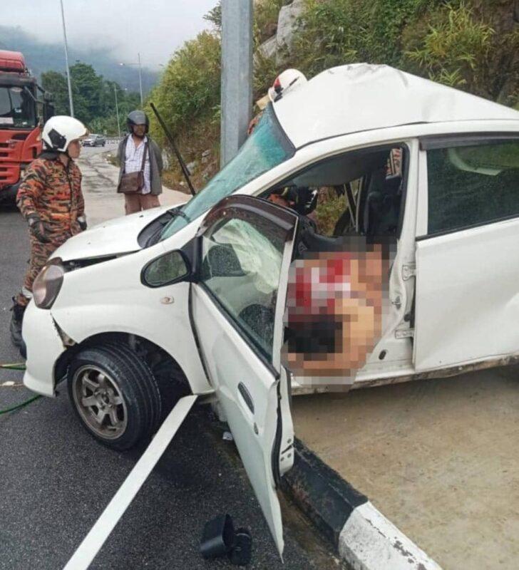 Gadis maut kereta terbabas rempuh tiang lampu