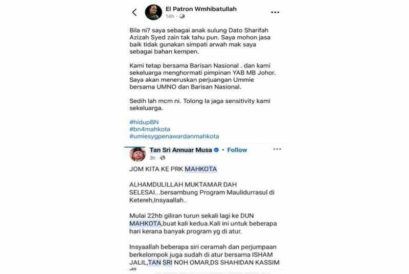 PRK Mahkota: Jangan guna simpati arwah mak saya sebagai bahan kempen PN