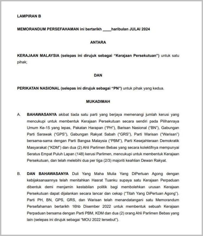 Fadillah releases MOU contents following Perikatan criticisms