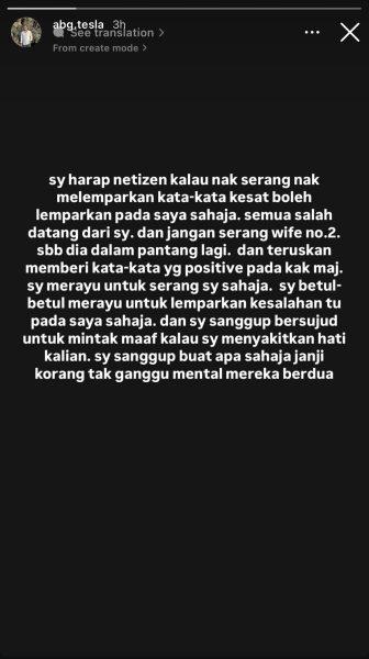 “Jangan Serang Isteri Kedua Sebab Dia Dalam Pantang Lagi” – Abang Tesla