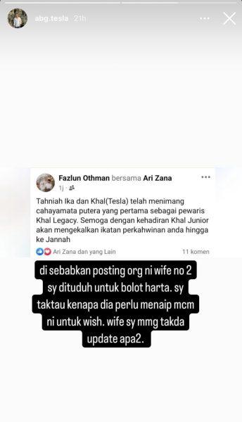 “Jangan Serang Isteri Kedua Sebab Dia Dalam Pantang Lagi” – Abang Tesla