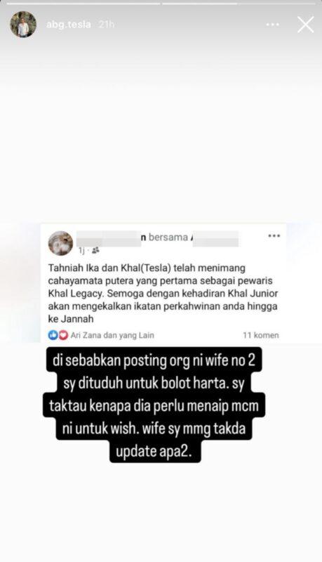 Isteri Kedua Abang Tesla Dituduh Cuba Bolot Harta Lepas Lahirkan Anak?